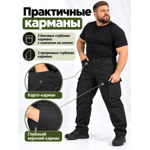 Брюки Стражник-Великан Черные рип-стоп