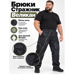Брюки Стражник-Великан Питон Черный рип-стоп