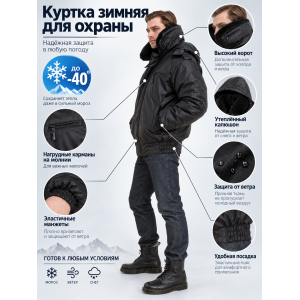 Куртка зимняя для охраны БШФ+ 1 серия Черная