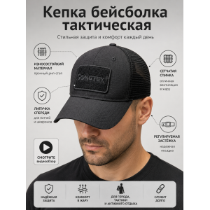 Кепка-бейсболка с сеткой GONGTEX Черная