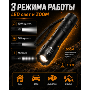 Ручной фонарь на батарейках YYC-Z-417