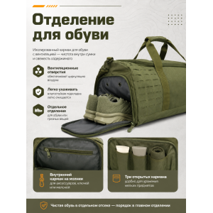 Сумка дорожная Нек-12 35 л Олива