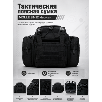 Тактическая поясная сумка MOLLE 81-12 Черная