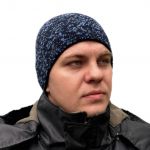 Шапка 1-й вязки Синий Пиксель