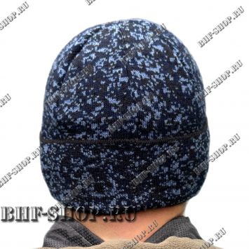 Шапка 1-й вязки Синий Пиксель