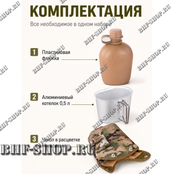 Фляжка тактическая с котелком Мультикам