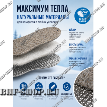 Стельки войлочные белый Баран + лавсан