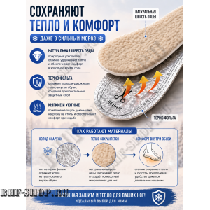 Стельки Зимние Овца Люкс